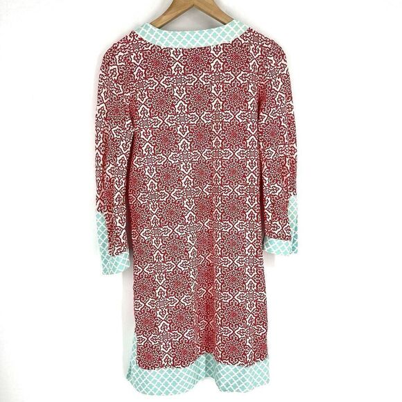 Cabana Life Dress Size Small Womens Red White Geo Print UPF50 Stretch Knit Shift - Picture 6 of 9